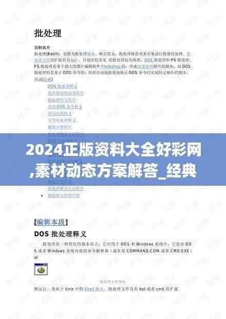 2024正版资料大全好彩网,素材动态方案解答_经典版CMD300.02