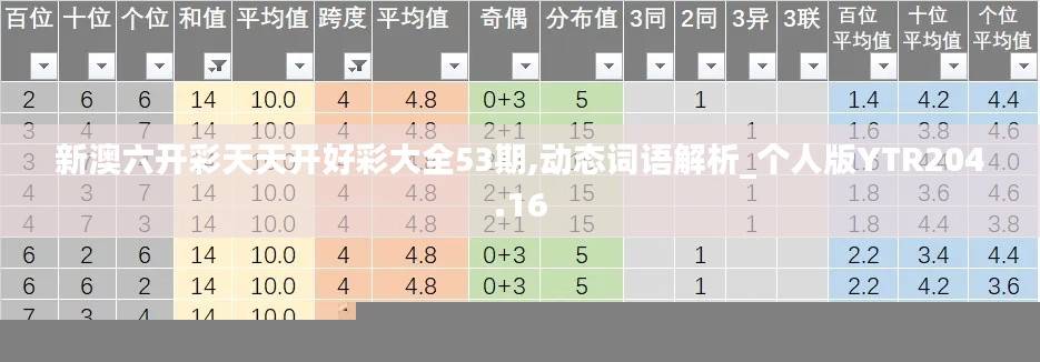 新澳六开彩天天开好彩大全53期,动态词语解析_个人版YTR204.16