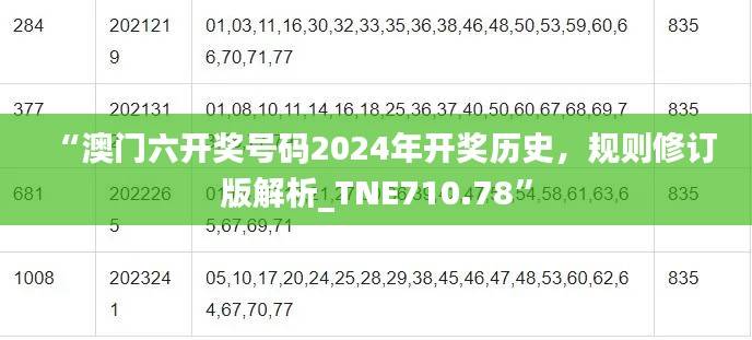 “澳门六开奖号码2024年开奖历史,规则修订版解析_TNE710.78”