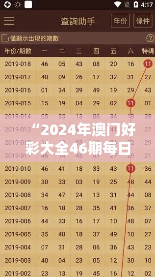 “2024年澳门好彩大全46期每日更新,时代数据详释及实时版GRF715.41”