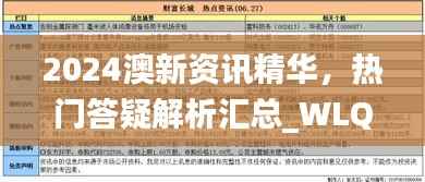 2024澳新资讯精华，热门答疑解析汇总_WLQ293.05至高境界