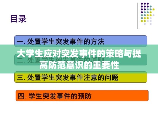 大学生应对突发事件的策略与提高防范意识的重要性